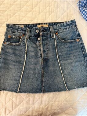 Levi’s icon western Denim A-Line Mini Skirt in Medium Blue